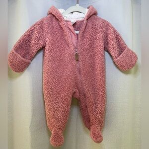 carters pink fuzzy baby snow suit 3 month